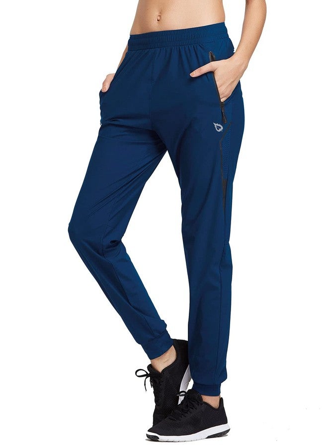 baleaf Women's Joggers Running Pants Quick Dry Lightweight Workout with Zipper Pockets Drawstring Hiking Travel Gym Navy M - Image 1